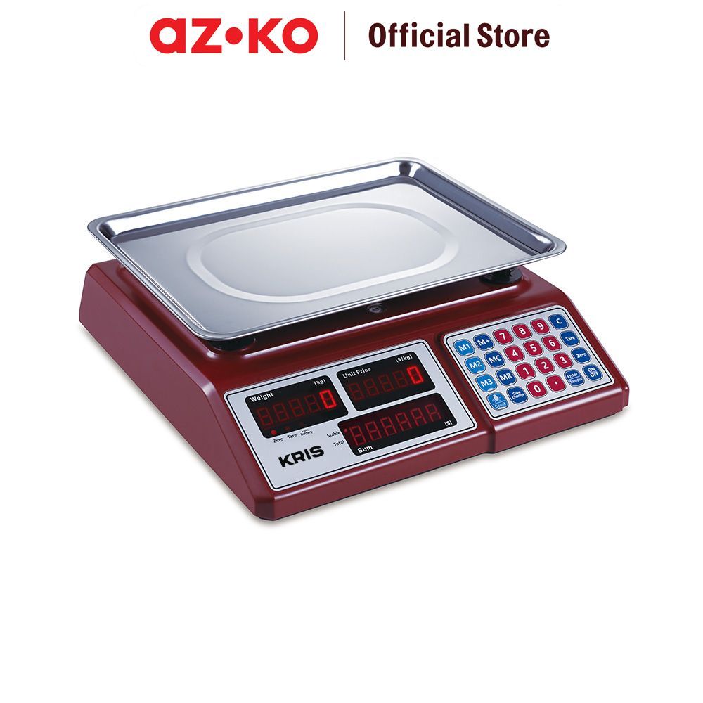 AZKO Kris Timbangan Digital Led 30 kg - Merah Alat Pengukur Berat Bahan Makanan Serbaguna Perlengkap