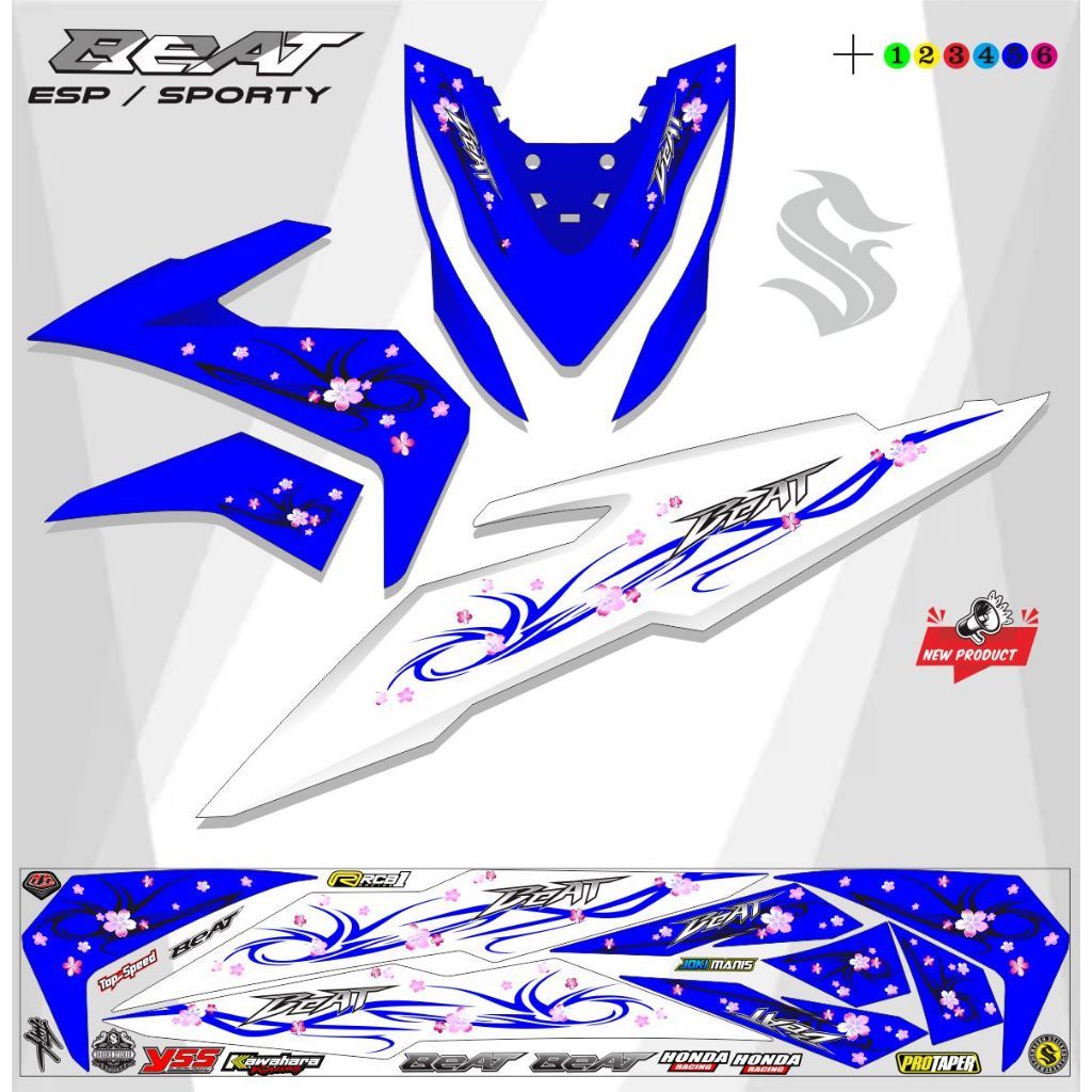 DECAL VARIASI STIKER BEAT SPORTY ESP 110 / VARIASI STRIPING BEAT ESP