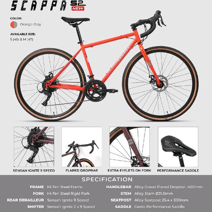 Sepeda Balap 700C Road Bike Roadbike Genio Scappa 2x8 Speed