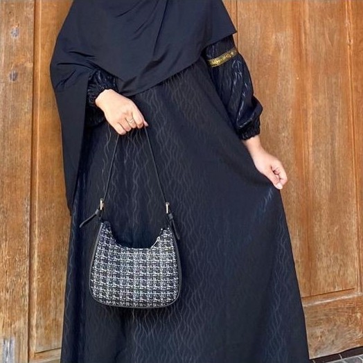 CUCI GUDANG ABAYA SHIVA/ABAYA EMBOS LENGAN BALON TEMBORO WOLFIS HITAM FULL MOTIF GAMIS MUSLIM WANITA