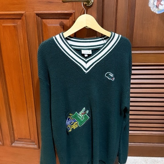 Sweater Rajut Knit Lacoste Comic Badge Green
