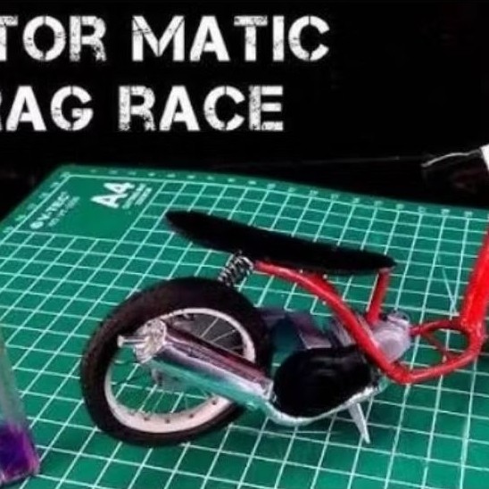 miniatur motor drag model Honda beat karbu ban belakang bisa di gas