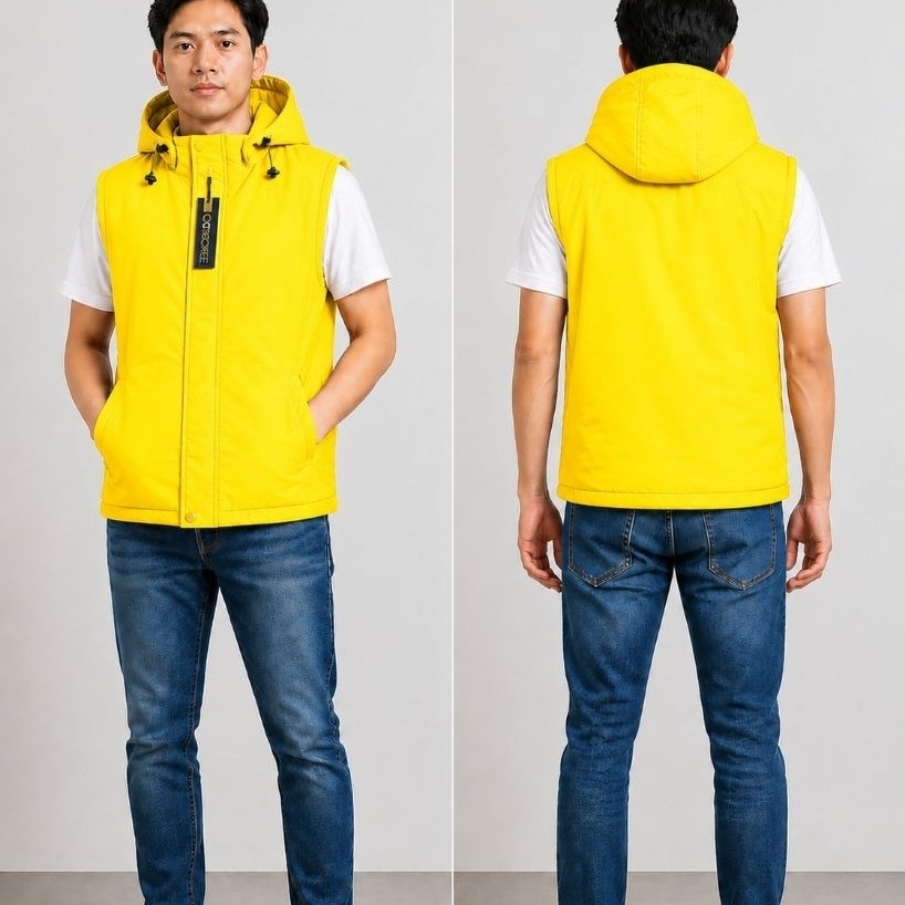 Vest Rompi Polos Rompi Outdour Warna Kuning Unisek Pria Dan Wanita