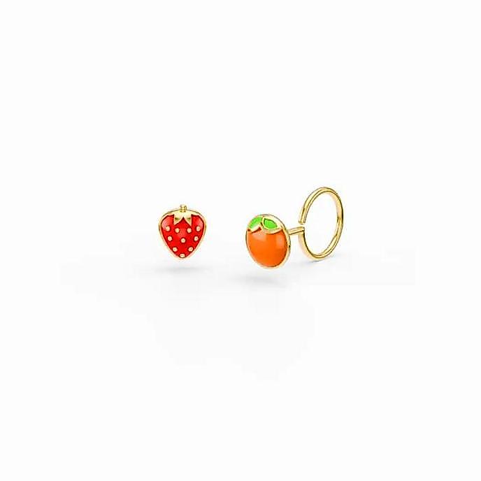 LITTLETHINGSHEWEAR Anting Emas Bayi Fruit Loop End - Emas 17 Karat untuk Newborn