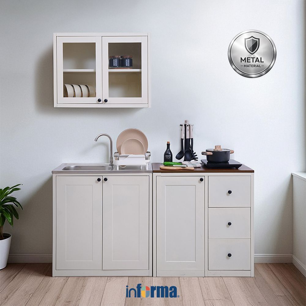 Informa Scott Kitchen Set Metal - Putih Lemari Kabinet Dapur Serbaguna Kitchen Storage Tempat Penyim