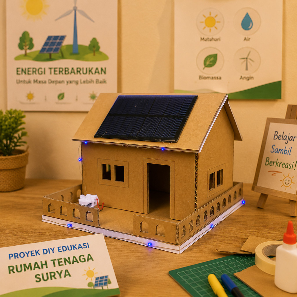 Miniatur Rumah PLTS mini 1 WP / rumah plts / rumah solar panel