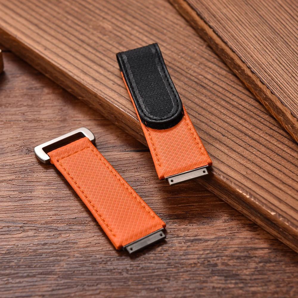 Untuk Richard Mille Tali Jam Tangan Elastis Nylon RM67 Karet/FKM Velcro Band Desain Hook Loop Asli A