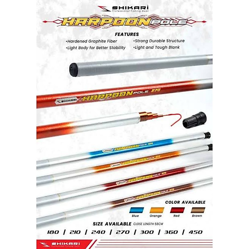 Tegek Pancing Ruas Panjang SHIKARI SALMON POLE , HARPOON POLE, STRONG BAMBOO ,MURAH BERKUALITAS