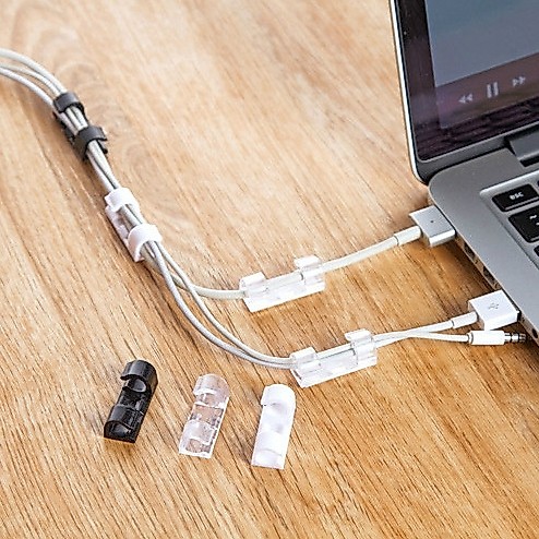 20 PCS Klip Pengatur Kabel Organizer Cable Clip Penjepit Penata Kabel + Lem / Klip Kabel rapih ringk
