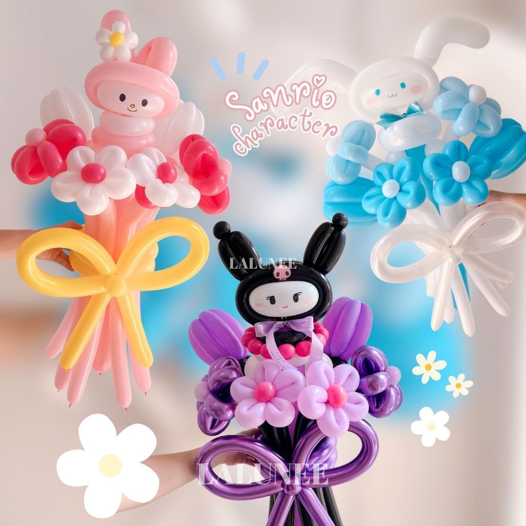 Balon Birthday Bouquet / Bunga Balon Wisuda /  Balon Karakter Sanrio Ulang Tahun / Balloon Twist