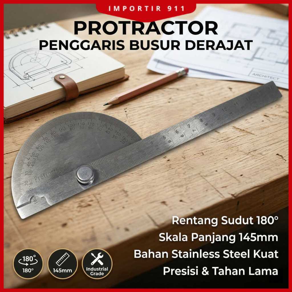 Penggaris Busur Derajat Measuring 145mm 180Degree - PR180
