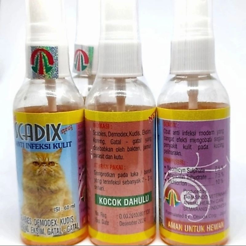 SCADIX Spray 60ml - Spray Kucing Anjing Luka, Scabies, Kudis & Eksim