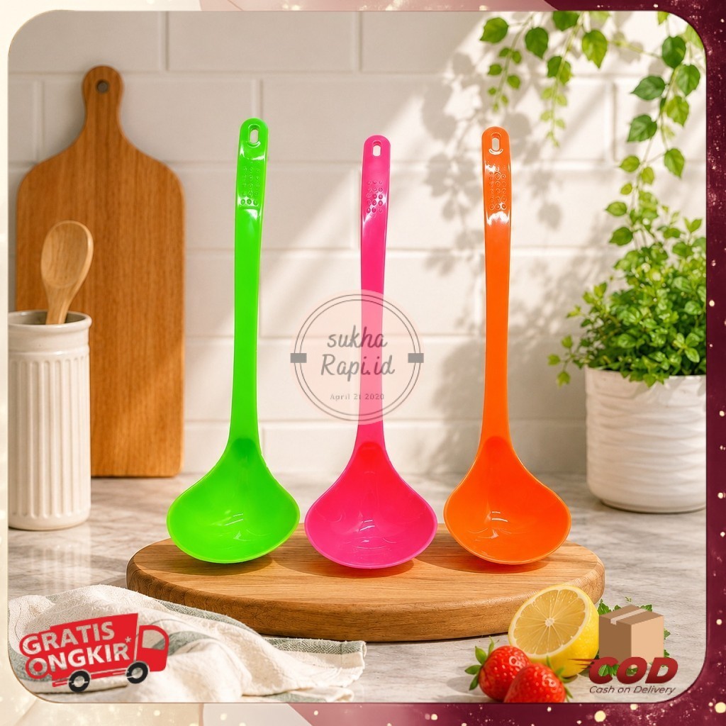 Irus Sayur Plastik Rainbow / Centong Sayur / Centong Plastik Sendok Sayur Plastik / Irus Es Rainbow 