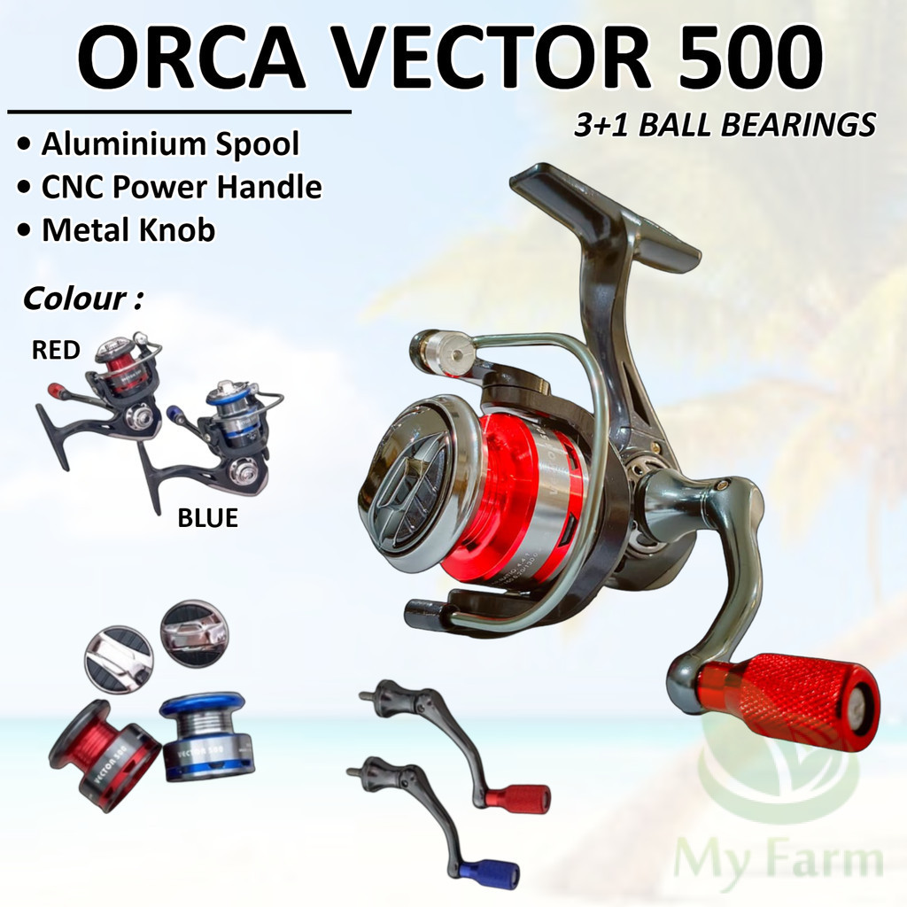 Reel Spinning Orca Vector 500 Power Handle Ultra Light Alumunium Spool Rell Mini Gulungan Senar Pada