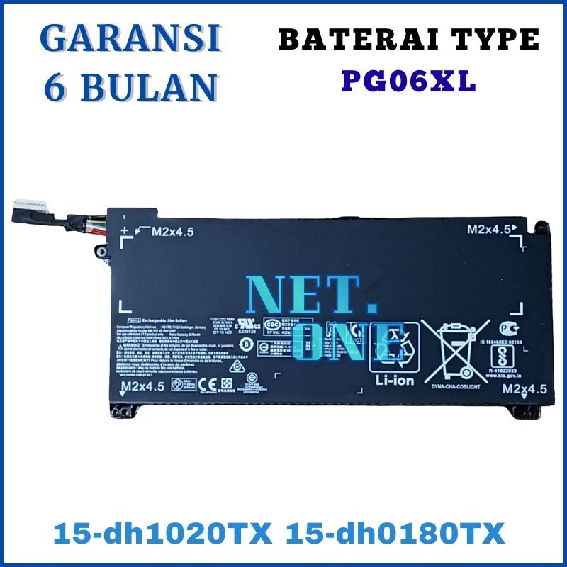 Baterai Laptop Hp Omen 15-dh1020TX 15-dh0180TX 15-dh0105TX 15-dh0000NK PG06XL -NETONE