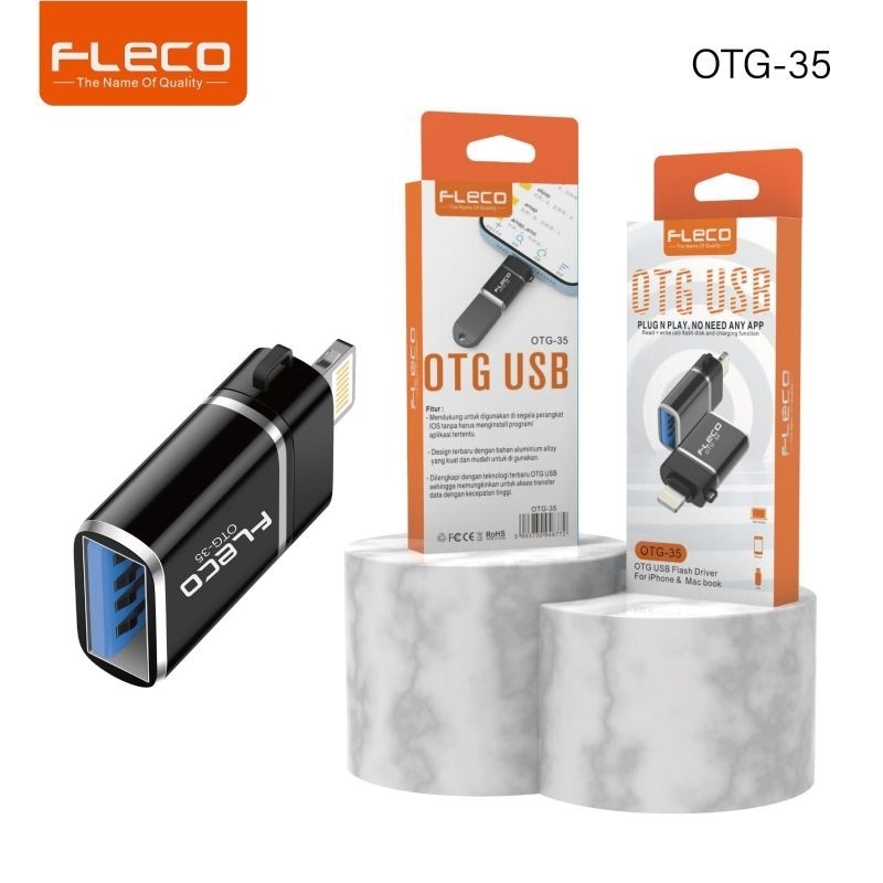 [FLECO OTG-35] OTG USB Adapter Konverter USB-A ke Lightning Fleco OTG Data Transfer Aksesoris HP