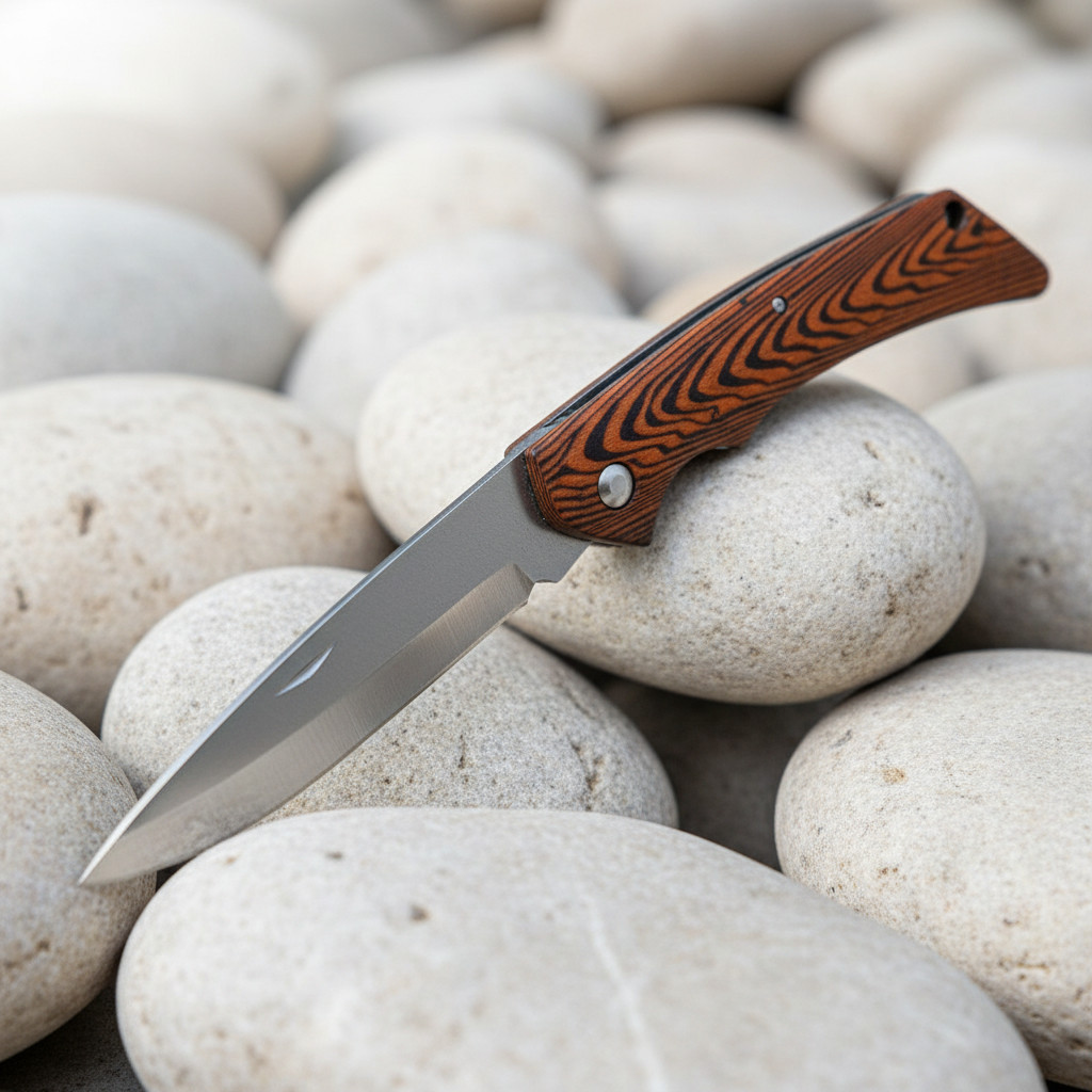 Pisau Lipat Kayu Portable - Survival Knife Outdoor Motif Natural