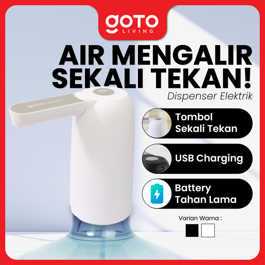 Goto Wata Pompa Galon Electric Dispenser Air Minum Pump USB Charge
