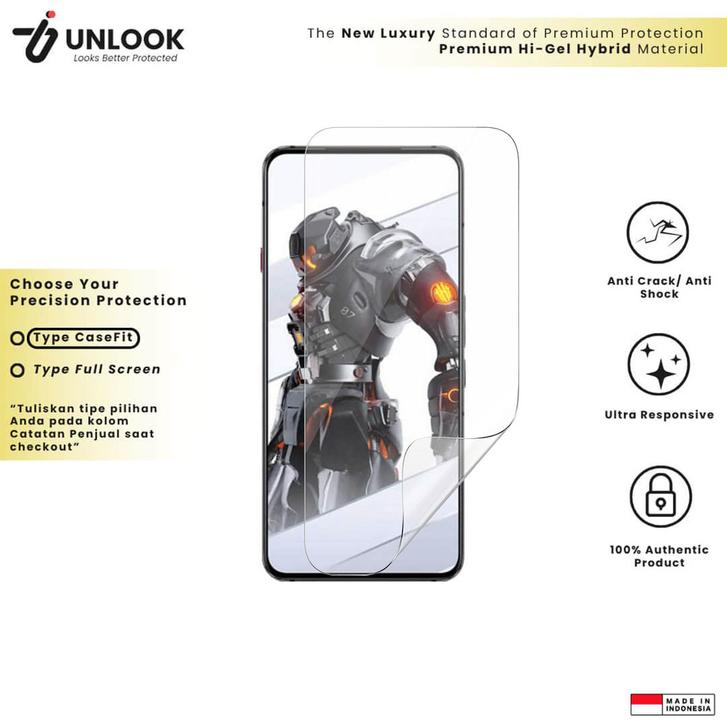 UNLOOK Hi-GEL HYBRID Hydrogel+ Pelindung Layar for ZTE Nubia Red Magic 8 Pro,  Red Magic 7S Pro,  Re