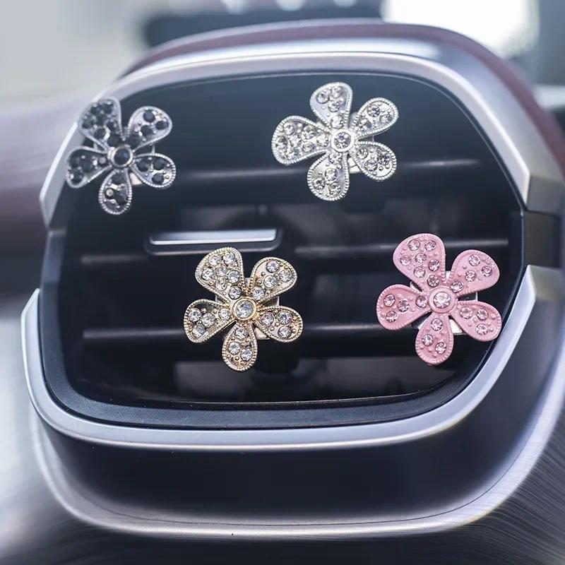 Car Air Freshener ffuser arms Car Interior Decor Rhinestone amond Crystal Flower Car Air Outlet Perf