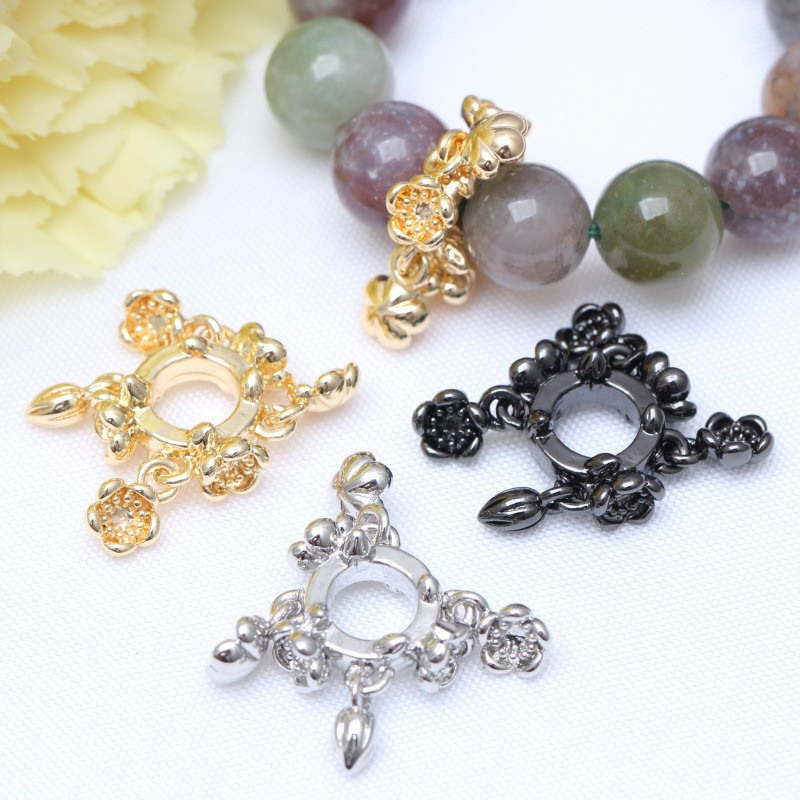(1 bungkus 5) Retensi warna 14k emas putih, gelang kristal manik-manik, gelang retro flower tray man
