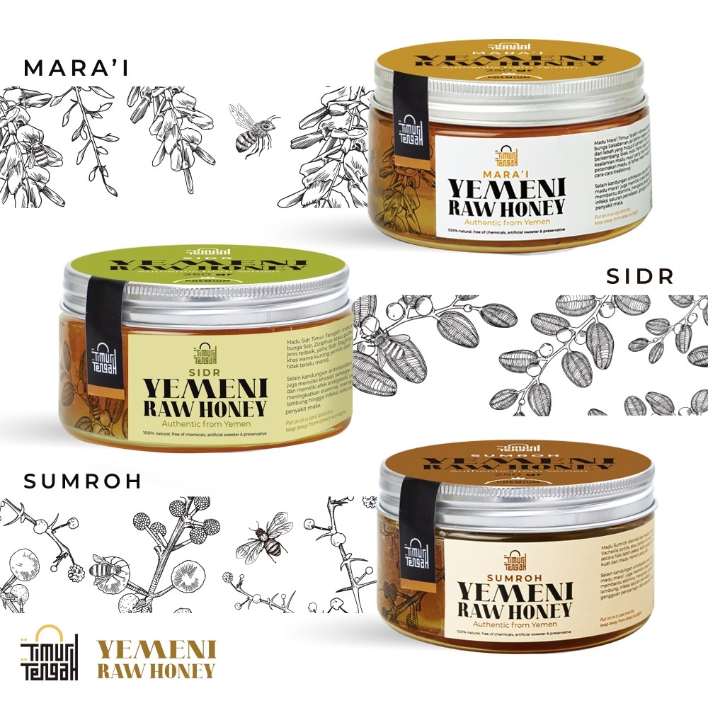 Timur Tengah Madu Asli Murni Yaman Marai Sumroh Sidr 500 gr Raw Honey Yemeni Pure Premium