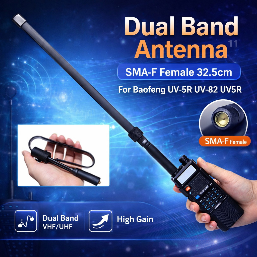 COD Antena Untuk HT Walkie Talkie Baofeng Pofung Quansheng Taffware Abbree Dual Band SMA-F Female Ja