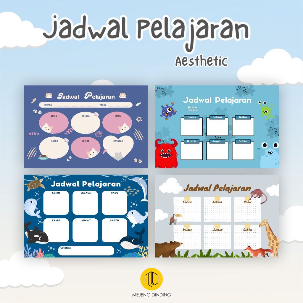 JADWAL PELAJARAN CUSTOM / JADWAL PELAJARAN AESTHETIC / POSTER PELAJARAN BEST SELLER / POSTER SEKOLAH
