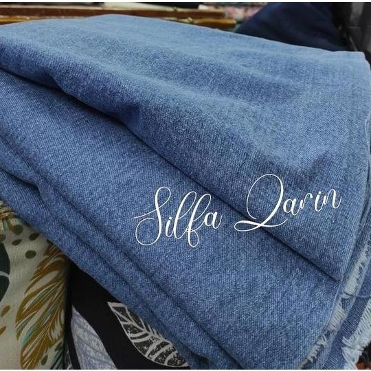Kain Bahan Denim Blue Jeans 14 oz Bahan Tebal (Sudah Washed) P-125cm x L-150cm