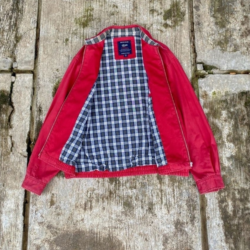 outer merah tartan