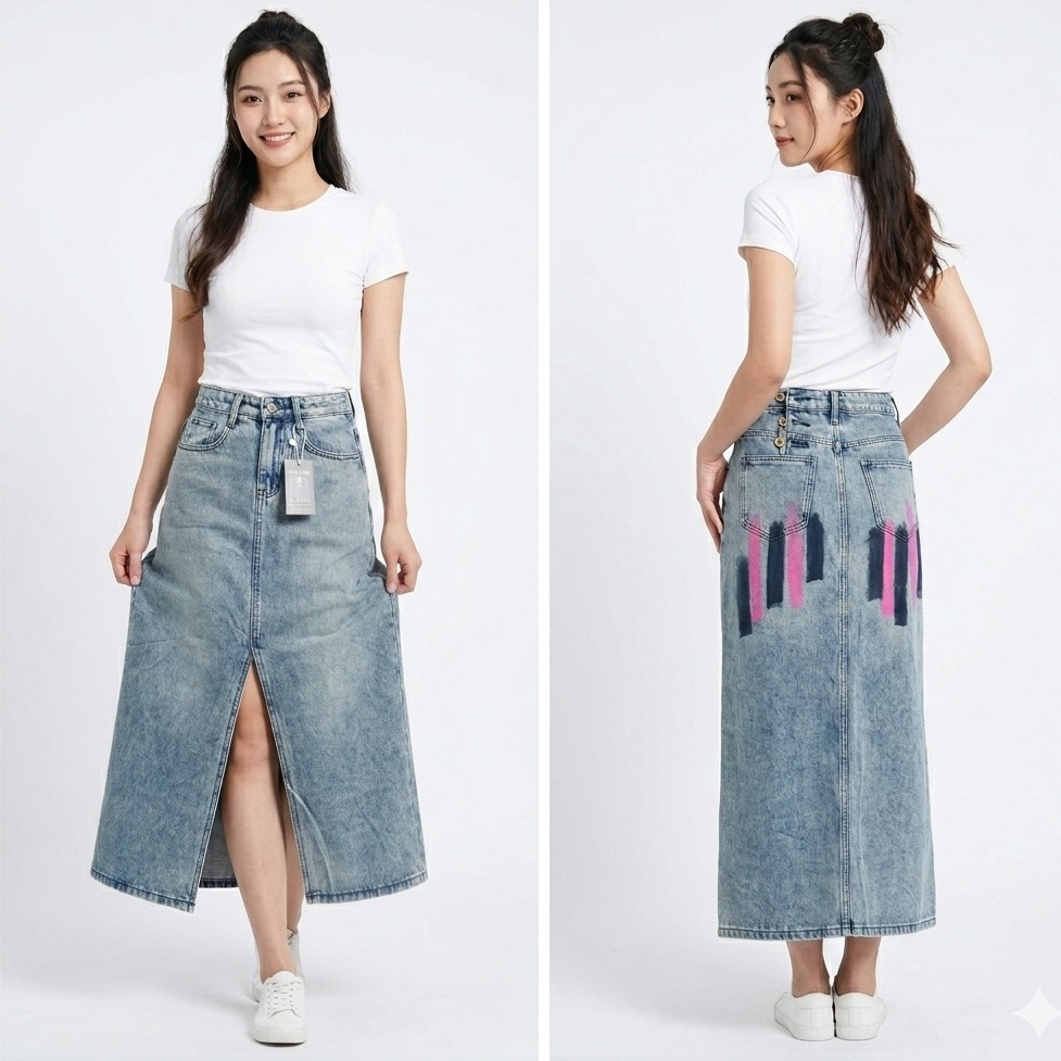 XILIN JEANS - 065 ROK 7/8 DENIM SKIRT EDITION