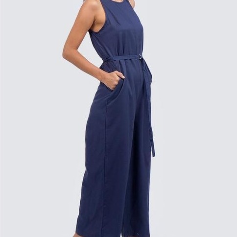 Et Cetera Round Neck Sleeveless Jumpsuit Dark Blue