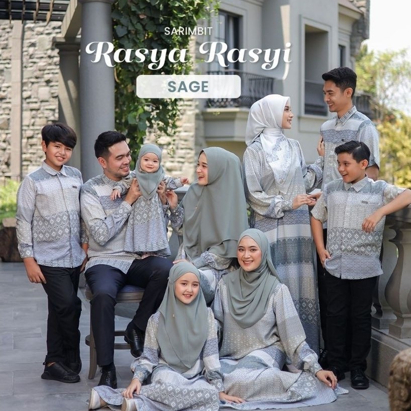 GREENISM - SAGE - SARIMBIT RASYA RASYI BY GREENISM - FAMILY SET COUPLE MUSLIM - SARIMBIT GREENISM TE