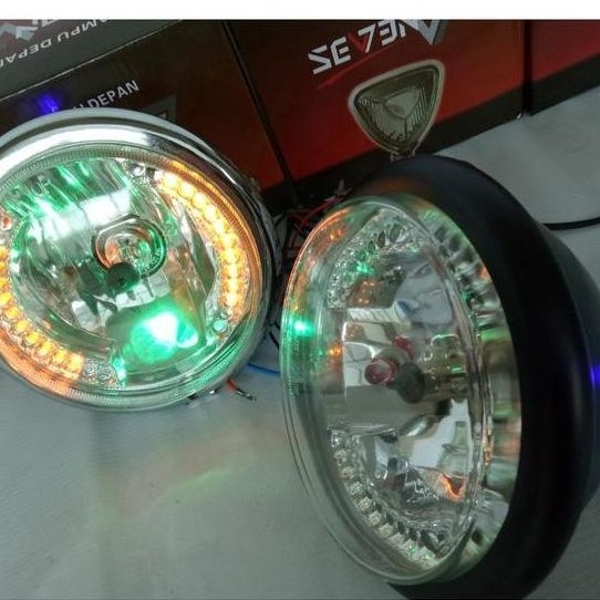 Promo Lampu Depan 5.75 Inch PERMATA + SEIN PNP BATOK JUTE VAN2 L2G Cocok Untuk Custom Motor CB GL Cl