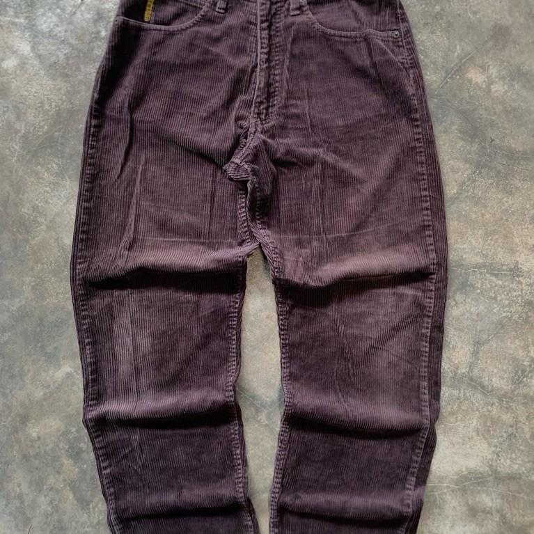 [preloved] celana formal pria corduroy merah marron armani jeans second - bekas