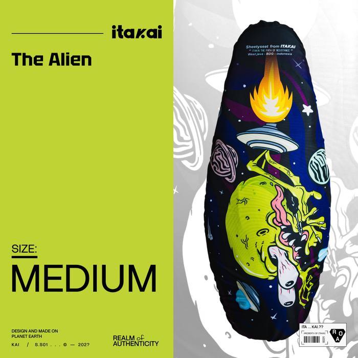 iTakai Sarung Jok THE ALIEN - Cover Jok Motor Motif Premium / Anti Air / Anti Cakar Kucing - Medium