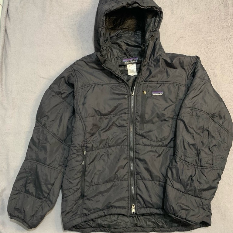 jaket patagonia gelembung puffer outdoor gunung dakron tebal hitam second bekas full tag - bekas