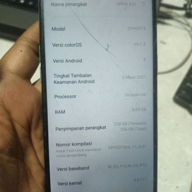 mesin oppo a31 ram 8/128 no akun no pola