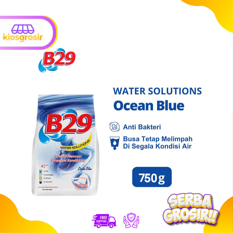 KIOSGROSIR B29 Deterjen B-29 Sabun Bubuk Water Solutions OCEAN BLUE 750 gr Detergen