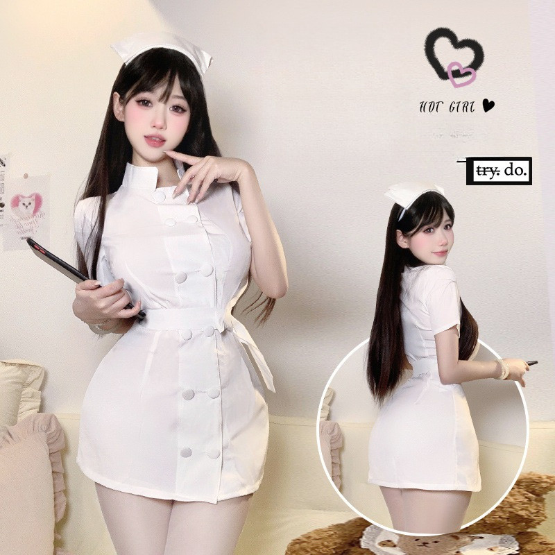 LI-05 kostum cosplay dress perawat nurse suster wanita baju tidur mini
