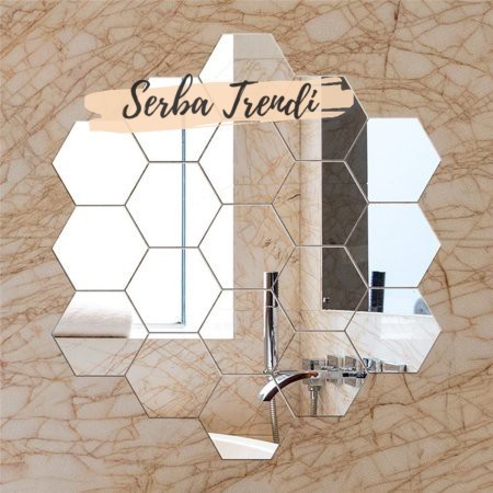 Stiker Cermin Dinding Segi Enam Tempel Sticker Kaca Hexagonal