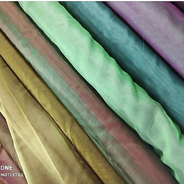 Kain Sutra 100% Kaca  Organdi  Pure Silk Organza Two Tone
