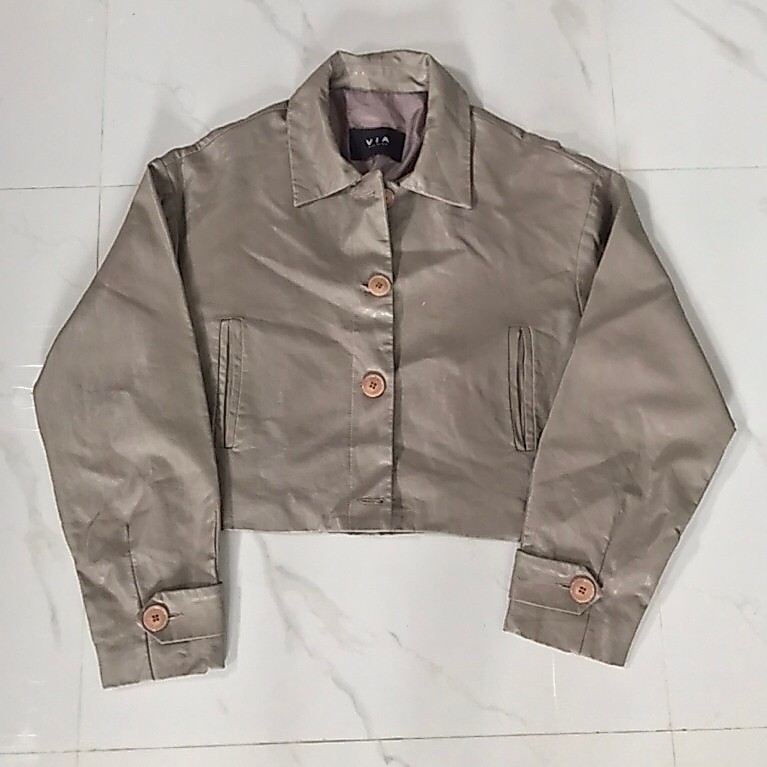 preloved crop leather jacket