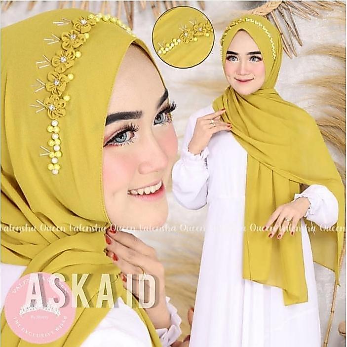 HIJAB PASMINA CERUTY PAYET BUNGA MUTIARA / PASMINA CERUTY PAYET BUNGA Kerudung Isntan Pashmina PAYET