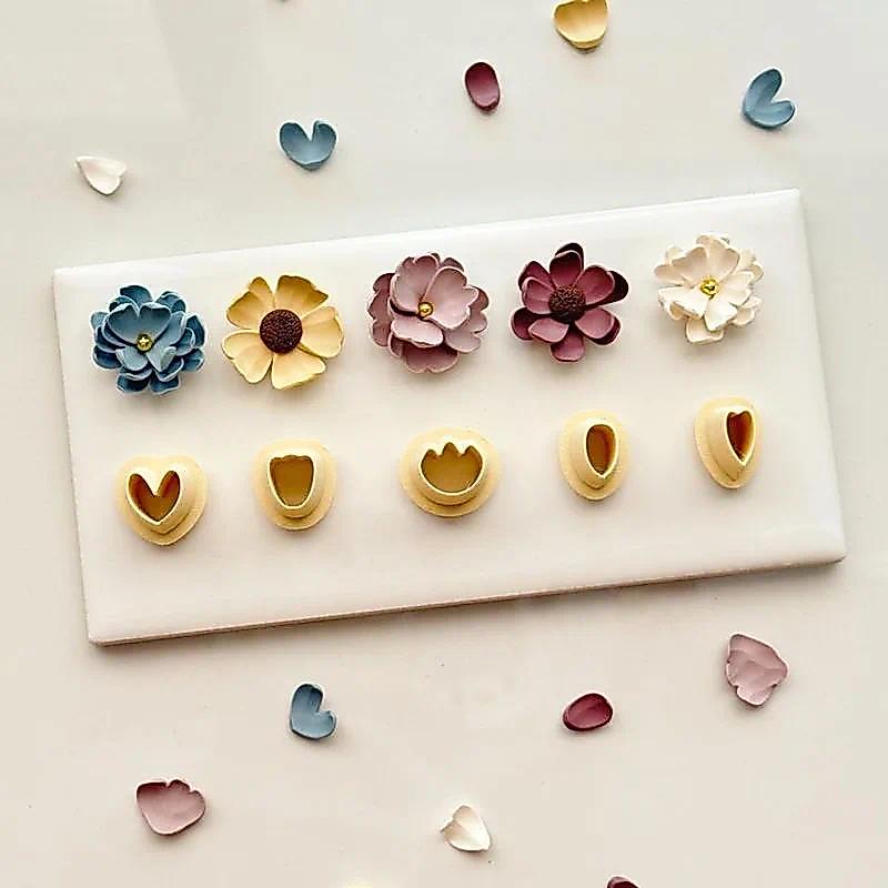 5PcsSet Mini Flower Petal Polymer Clay Cutters  Ceramic tools Polymer clay cutters Floral cutters cl