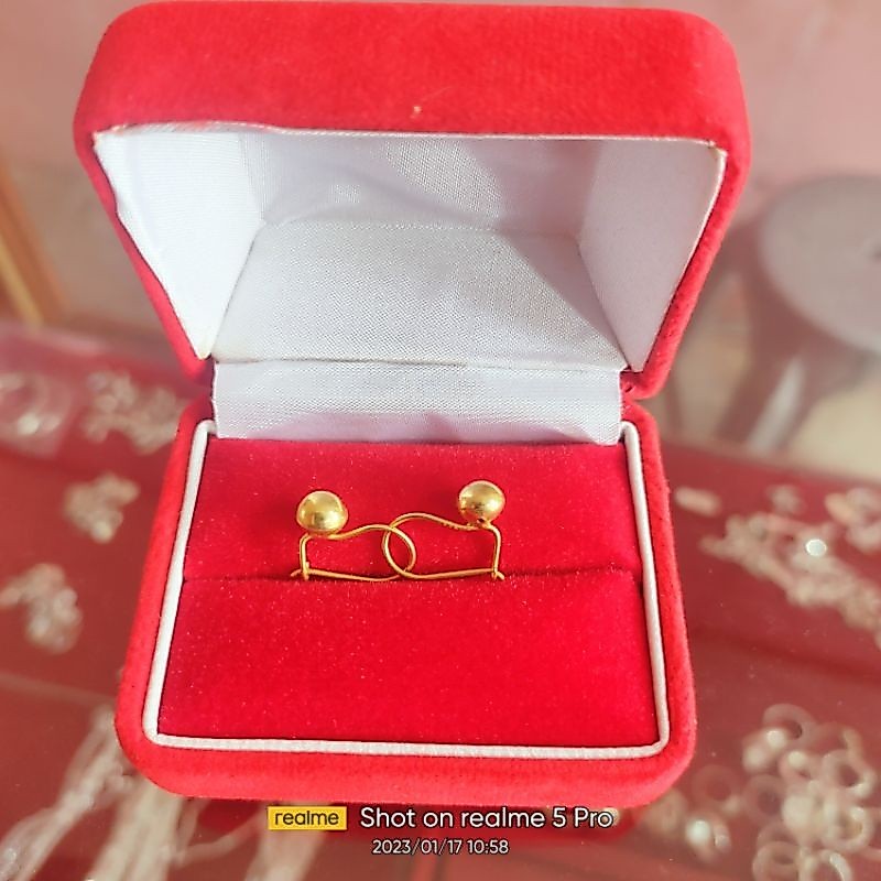 Anting Koin Dewi Polos Emas 999.9 Tahan Luntur