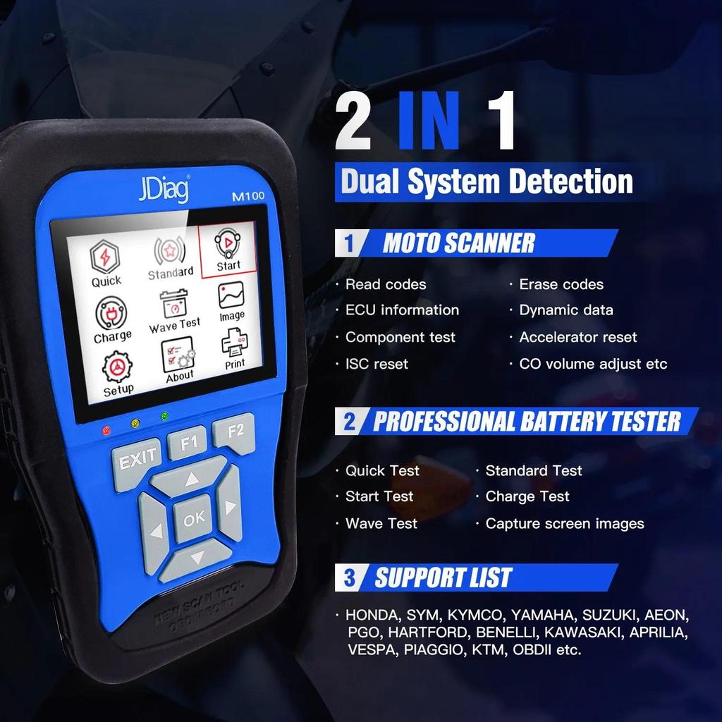 JDiag M100 Motorcycle Diagnostic Scanner Moto Fault Diagnostic Tool Motorbike Code Reader For KTM Ya