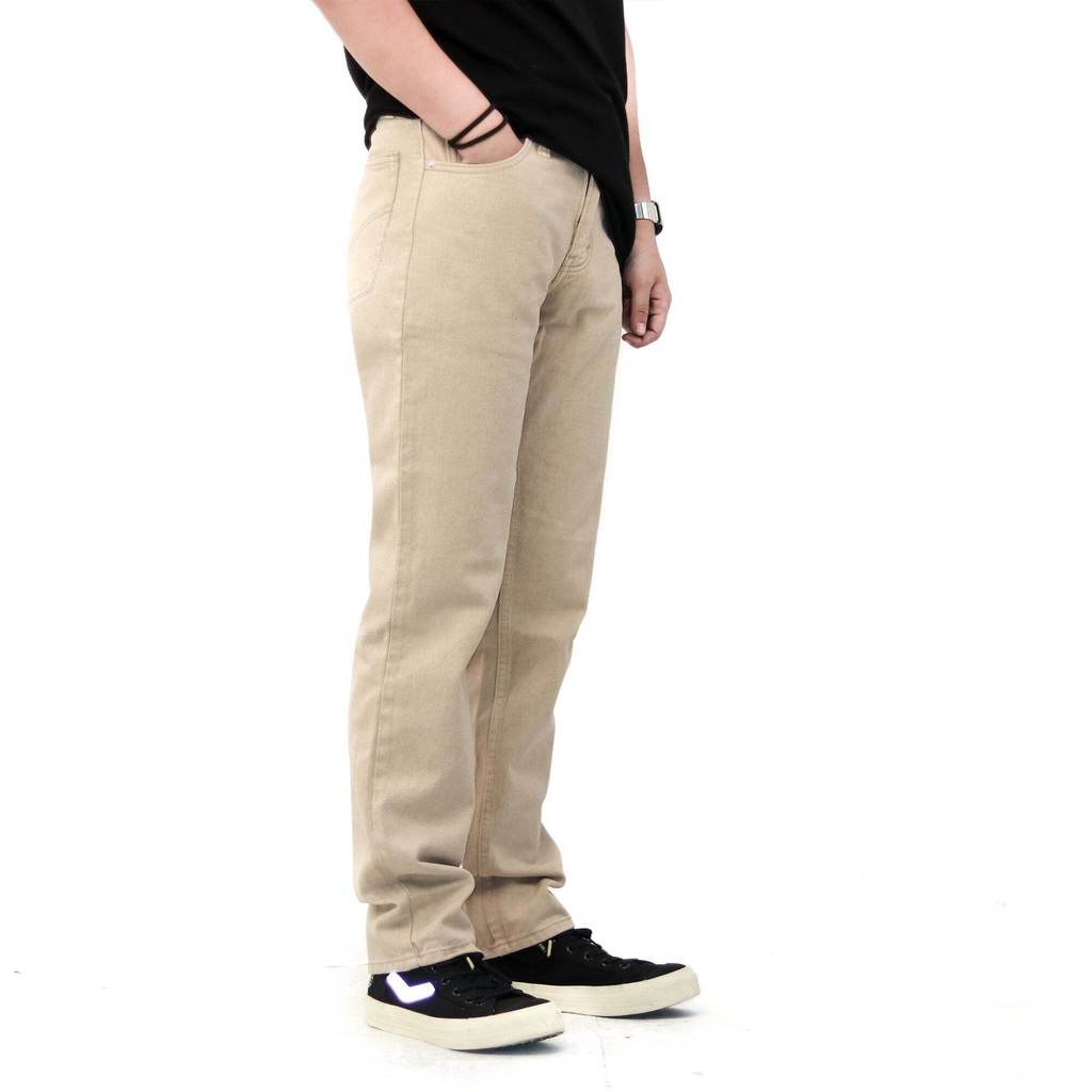 Celana jeans pria reguler standar khaki / Celana jeans panjang pria reguler standar cream size 28-38