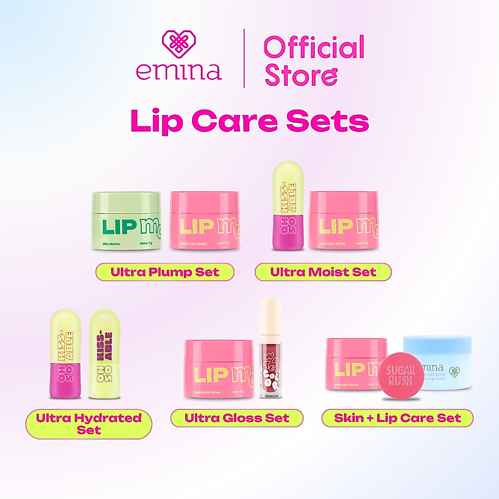 Emina Skin & Lip Care Package #hellohealthyskin (Lip Mask. Lip Scrub, & Sleeping Mask) - Paket Peraw