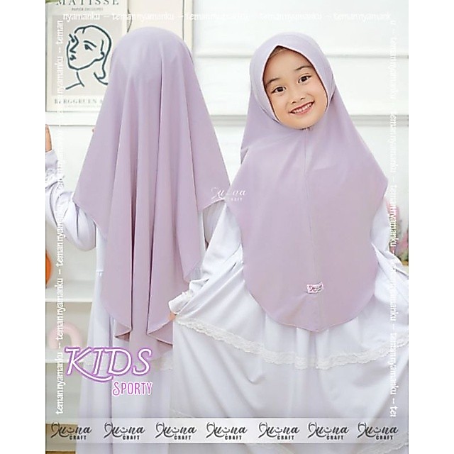 Hijab jilbab kerudung sporty anak kids instan by lubna craft